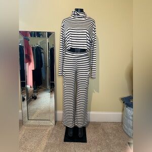 Fashion Nova Black and White Striped Jumpsuit